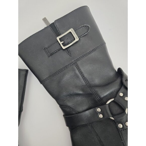 Harley Davidson Harness Boots 8 Darla Zip Mid Calf Above Ankle Black Leather - Picture 5 of 11